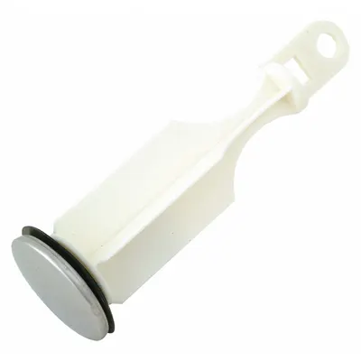 OEM Drain Stopper: 1 3/8 in Overall Dia, ABS/Stainless Steel, White, Pop Up - Stoppers & Plugs for Sink Drains
