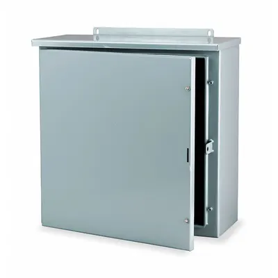 WIEGMANN Enclosure: Steel, 24 in x 24 in x 8 in, 3R, Solid Cover, Hinged - Steel Enclosures with Hinged Covers
