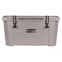 This heavy-duty chest cooler holds 72 cans with a 60 qt capacity and provides 8 day ice retention. Suitable for marine and outdoor use such as boating, fishing, camping, and job sites. Note: drain plug and wheels are not included