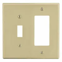 HUBBELL Wall Plate: Combo, 2 Gang, Ivory, Midsize Size (MPN PJ126I)
