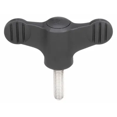 KIPP Hand Knob: Wing, Plastic w/ SS Thread, M8 Thread, 20 mm Thread Lg - Wing Knobs with Threaded Stud