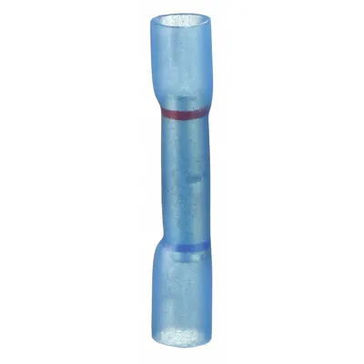 VELVAC Butt Splice Connector: Blue, Heat Shrink, For Wire Size 22 AWG – 14 AWG - Insulated Butt Splice Connectors with Heat Shrink