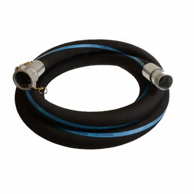 CONTINENTAL EPDM Water Suction & Discharge Hose Assembly, 6 in, 150 psi, Black - EPDM Water Suction & Discharge Hose Assemblies with EPDM Cover with Spiral-Plied Synthetic Fabric & Wire Helix Reinforcement