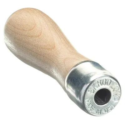 SIMONDS File Handle: Threaded Insert, Wood, Screw-On, 4 1/2 in Overall Lg - Threaded-Insert Handles