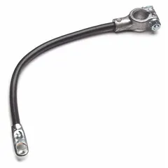 This top start cable is designed for direct battery terminal connections in industrial electrical systems. It features a 1 ga wire size, 36 in overall length, black wire, and bolt connection type, with a maximum voltage rating of 60VDC.
