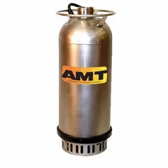 This heavy-duty submersible dewatering pump is rated for continuous duty at 230V AC. It features a cast iron volute, high chrome impeller, and silicon carbide shaft seal, handling solids up to 3/8 in. maximum diameter. The pump includes a cord with bare wires for field wiring. Suitable for draining flooded areas, pits, and basins in industrial sump applications.