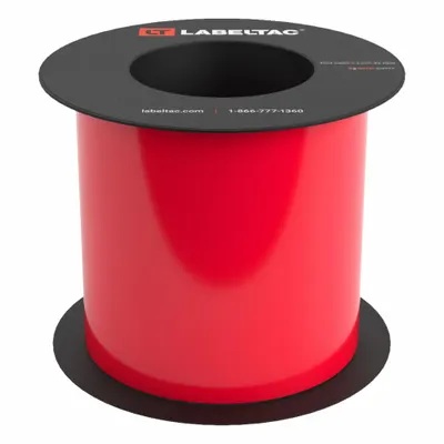 CREATIVE SAFETY SUPPLY LabelTac 9 Standard Supply: 5 in x 75 ft, Vinyl, Red (Gloss) - LabelTac Thermal Transfer Continuous Label Rolls