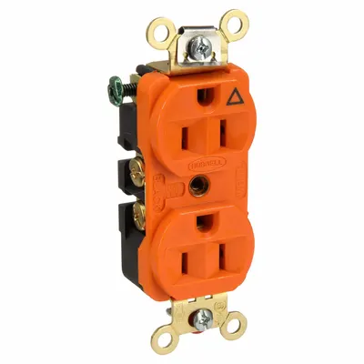 HUBBELL Receptacle: Duplex, 5-15, Orange, 125V AC, 15 A, 2 Pole / 3 Wire (MPN IG5262) - General Purpose Receptacles