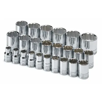 SK PROFESSIONAL TOOLS Socket Set: 1/2 in Drive, 24 Piece, 12-Point, Metric - SAE & Metric Socket Sets