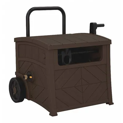 SUNCAST Garden Hose Reel: 150 ft (5/8 in I.D.), 12 in Reel Dia, Cyberspace - Hand-Crank Garden Hose Reel Cabinets