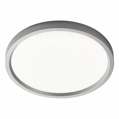 LIGHTOLIER Round Downlight: 7 in Dia, Silver, 5/8 in Ht, 1,000 lm, 3500K, 14 W - Low-Profile Round Surface-Mount Downlights