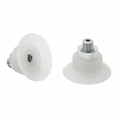 SCHMALZ Vacuum Pad Assembly: Flat, 1/8 in NPT Vacuum Port, 39.2 mm Pad Dia, Clear - Flat Type Food-Safe Fast-Handling Vacuum Pad Assemblies