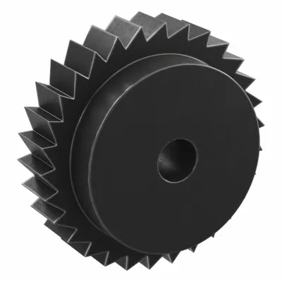 KHK GEARS Ratchet Gear: 12.57 Pitch, 30 Teeth, 20 mm Bore Dia, Black Oxide-Coated Steel - Metric Ratchets with Hub