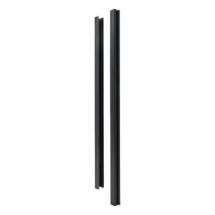 Aluminum post kit for surface-mount installation on privacy fences. Powder coated black finish. Suitable for corner, end, line, or T configurations. Provides a mounting point for gate hardware in residential or commercial perimeter fencing.