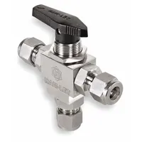 HAM-LET Manual Three-Way Ball Valve: 1/2 in, 316 Stainless Steel, L Flow, Std Port Ball Port, Wedge (MPN H-6800-SS-L-1/2-CST)