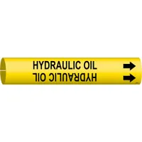Pipe Marker: Hydraulic Oil, Yellow, Black, Fits 3/4 to 1 3/8 in Pipe O.D., 1 Pipe Markers (MPN 4199-A)