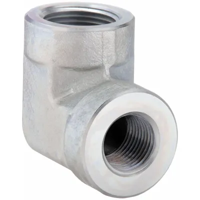 PARKER Metal Pipe Elbow: 90° Elbow, Steel, 1/4 in x 1/8 in - Hydraulic Threaded Extreme-Pressure Pipe Fittings