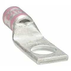 This one-hole compression lug is designed for terminating 1/0 AWG stranded copper wire. It features a 5/16 in stud size for connection to bus bars or equipment terminals. The copper construction provides conductivity and corrosion resistance for standard industrial electrical terminations.
