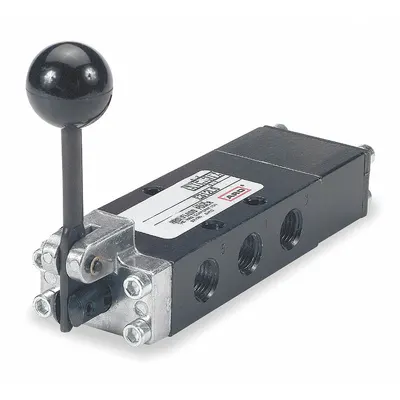 ARO Manual Air Control Valve: E, Four-Way / Three-Position, Lever, Black - ARO E Series Manual Air Control Valves