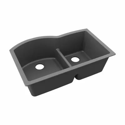 ELKAY Sink: 33 in Overall Lg, 22 in Overall Wd, 10 in Bowl Dp, 17 1/4 in Bowl Lg - Two-Bowl Counter-Mounted Kitchen & Bar Sinks without Faucets