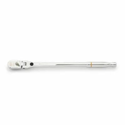 GEARWRENCH Hand Ratchet: Pear, Reversible, 13 1/2 in Overall Lg, Full Polish Chrome - Flex-Head Ratchets