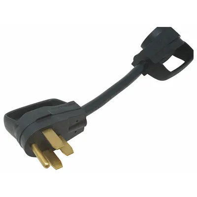 SOUTHWIRE Cord Adapter: 12 in Lg, 10 AWG, 14-50P Plug, TT-30R Receptacle, Black - Straight-Blade Plug Extension Cord Adapters