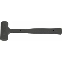 Rubber-headed dead-blow hammer with a 14 oz head weight and 1 in face diameter. The steel handle measures 10 in overall length. Designed for controlled, non-marring strikes in assembly, disassembly, and panel work.