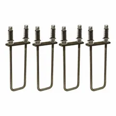 This U-bolt kit includes four 5/8-inch diameter, 16-inch long U-bolts designed for mounting truck boxes to vehicle frames. The hardware provides a secure attachment for service bodies and utility truck applications.