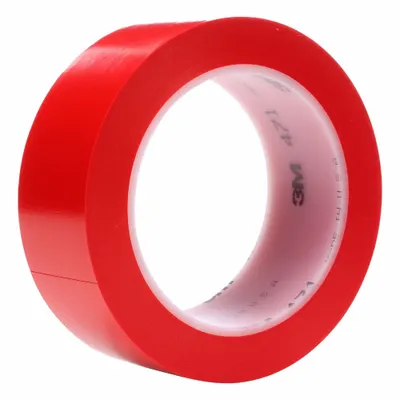 3M Floor Marking Tape: Gen Purpose, Solid, Red, 1 1/2 in x 108 ft, 5.2 mil Tape Thick - General Purpose Floor Marking Tape