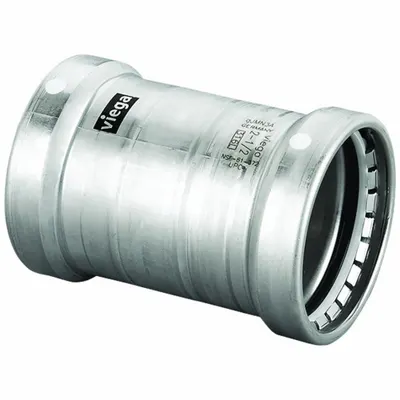 VIEGA MEGAPRESS Crimp Coupling Fitting: 4 in Pipe x 4 in Pipe Size, Press-fit x Press-fit - Stainless Steel Press Fittings