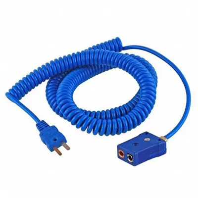 CHEMGLASS Cord: Coiled Extension Cord, For Type T Thermocouple Type, 10 ft Extension Cable Lg - General Purpose Thermocouple Extension Leads