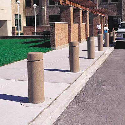 WAUSAU TILE Decorative Bollard: Round Shape, Gray, 30 in Overall Ht, 12 in Overall Lg - Round Decorative Bollards