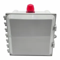 This simplex pump control panel operates on single-phase 120/208/240V AC and handles currents from 0 to 6 A. It features a vertical float switch, demand dose dosing, and an audio alert output. The NEMA 4X enclosure suits indoor or outdoor installations. Typical applications include sump, effluent, and wastewater pump control in residential, commercial, and light industrial settings.