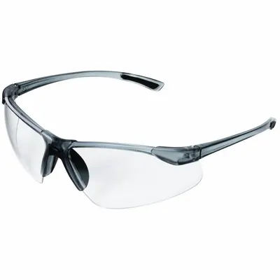 SELLSTROM Safety Glasses: Clear Lens, Half-Frame, Hard Coat, Vented, Smoke Frame - Padded Comfort-Fit Safety Glasses
