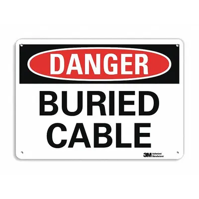 LYLE Danger Sign: Aluminum, Mounting Holes Sign Mounting, 7 in x 10 in Nominal Sign Size - Danger: Buried Cable Signs
