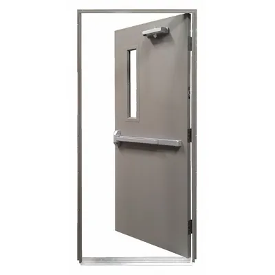 SECURALL Security Door with Frame: Rectangle Window, 90 min Fire Rating, 84 in Door Opening Ht - Security Doors with Frames