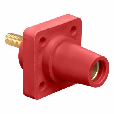 LEVITON Single Pole Receptacle: Red, Straight Taper Nose Mating, Threaded Stud Termination - Receptacles with Threaded Stud Terminations