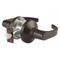 This PDQ storeroom lever lockset features a Boston style lever and a Dark Oxidized Satin Bronze, Oil Rubbed finish. It is ADA compliant and designed for ANSI F86 function, providing keyed entry from outside and free egress from inside. Suitable for commercial and institutional doors in storeroom, utility, and exit-only applications