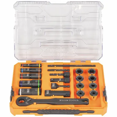 KLEIN TOOLS: 1/4 in, 3/8 in Drive Size, Small Set (0-50 pieces) Set Size - Flip Socket Sets