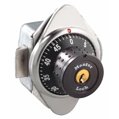 MASTER LOCK Locker Lock: Silver, Right, 7/32 in Mounting Hole Dia. - Built-in Combination Locker Locks