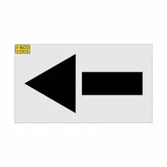 This stencil produces a straight arrow marking for directional indicators on floors, walls, or equipment. It is used in industrial facilities for safety signage, traffic flow, and material handling. The stencil is 0.125 in thick with overall dimensions of 24 in width by 48 in height.