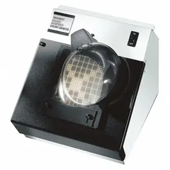 Manual darkfield colony counter with digital display for enumerating bacterial or fungal colonies on agar plates. Features 1.5x magnification and darkfield illumination to enhance colony visibility. Includes Wolffheugel Counting Plate and is compatible with 100 mm diameter round dishes. Operates on 110V AC.