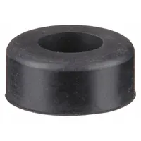 This door-mounted bumper door stop features a black finish and measures 13/32 in width and 13/32 in overall height. It is used to prevent doors from striking walls or other surfaces, protecting both the door and the surrounding area from damage in commercial and institutional settings