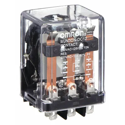 OMRON General Purpose Relay: Socket Mounted, 10 A Current Rating, 12V DC, 3PDT - Socket-Mounted Relays