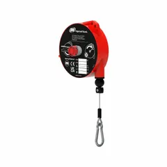 This tool balancer suspends and counterbalances handheld tools up to 17.6 lb, reducing operator fatigue in assembly and manufacturing lines. It features an 8.2 ft cable length, aluminum construction, and a suspension shackle for general purpose industrial applications.