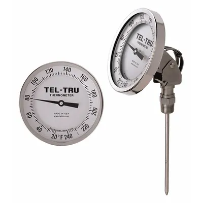 TEL-TRU Dial Thermometer: 0°F to 250°F /-20°C to 120°C, +/- 1% Accuracy - General Purpose Dial Pocket Thermometers