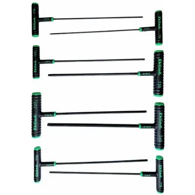 EKLIND Torx Key: Long, 8 Pieces, T10/T15/T20/T25/T27/T30/T40/T8 Tip Size, Std End - T-Shaped Torx & Torx Plus Key Sets