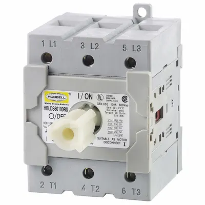 HUBBELL WIRING DEVICE-KELLEMS Replacement Switch Hubbell (MPN HBLDS60100RS) - DIN-Rail & Panel-Mounted Disconnect Switch Kits