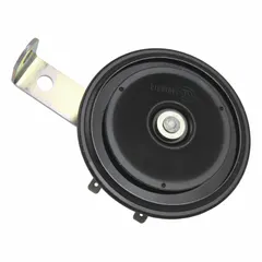 This FIAMM electric horn operates on 12V DC and produces a low-tone sound at a maximum level of 108 dBA. It is finished in black and comes with an L-mounting bracket for installation. Designed for use on material handling equipment such as forklifts and industrial vehicles, it provides an audible warning signal in noisy environments.
