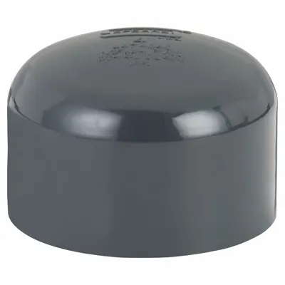 PLASTIC SUPPLY End Cap: PVC, For 4 in Duct Dia, 3 1/8 in Overall Lg, 4 1/2 in Inlet Dia - End Caps